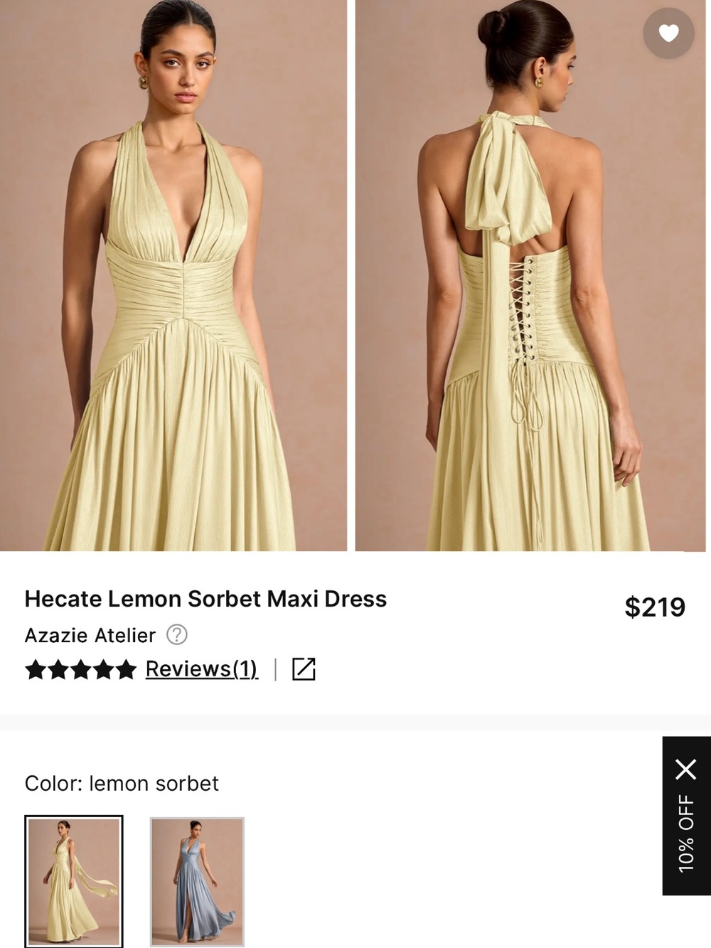 Azazie Hecate Maxi Dress in Lemon Sorbet